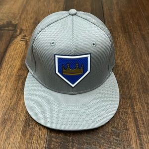 New Official MLB New ERA Kansas City Royals 7 1/8 Fitted Cap Grey and Blue